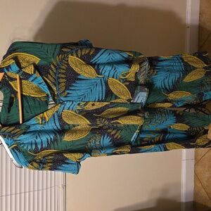 Jane Delancey Green, Yellow & Black Patterned Top & Bottoms Set Womens Size XL